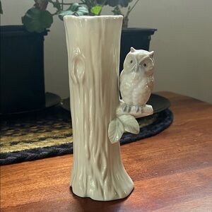 Otagiri Porcelain Bud Vase (Ceramic Owl Tree Trunk Vase)